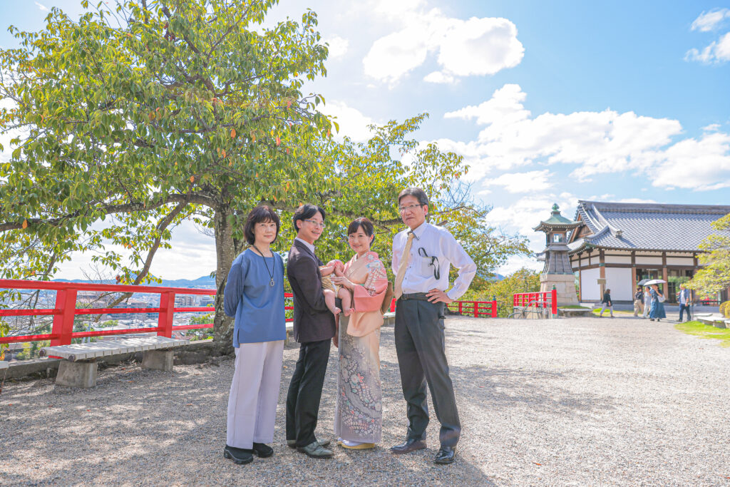 中山寺で家族写真